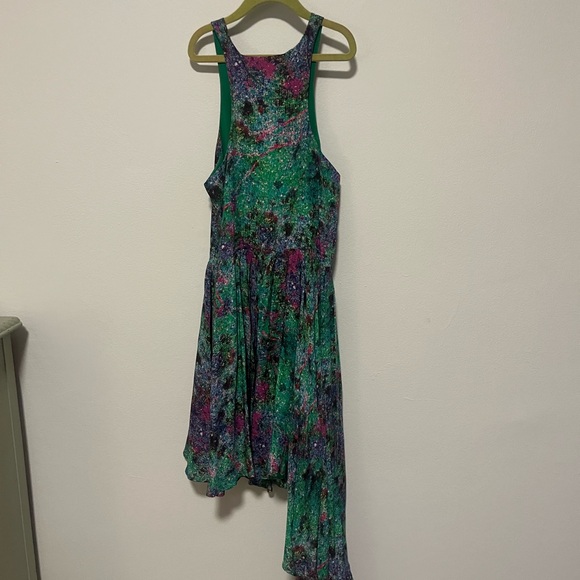TALULAH Green and Purple Asymmetrical A-line Sundress - Picture 3 of 6